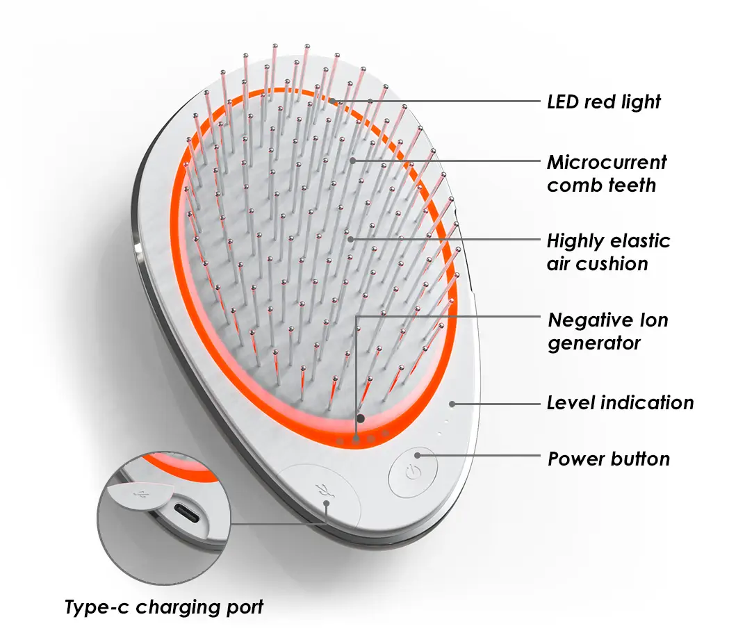 red light brush,Portable Microcurrent Hair Comb